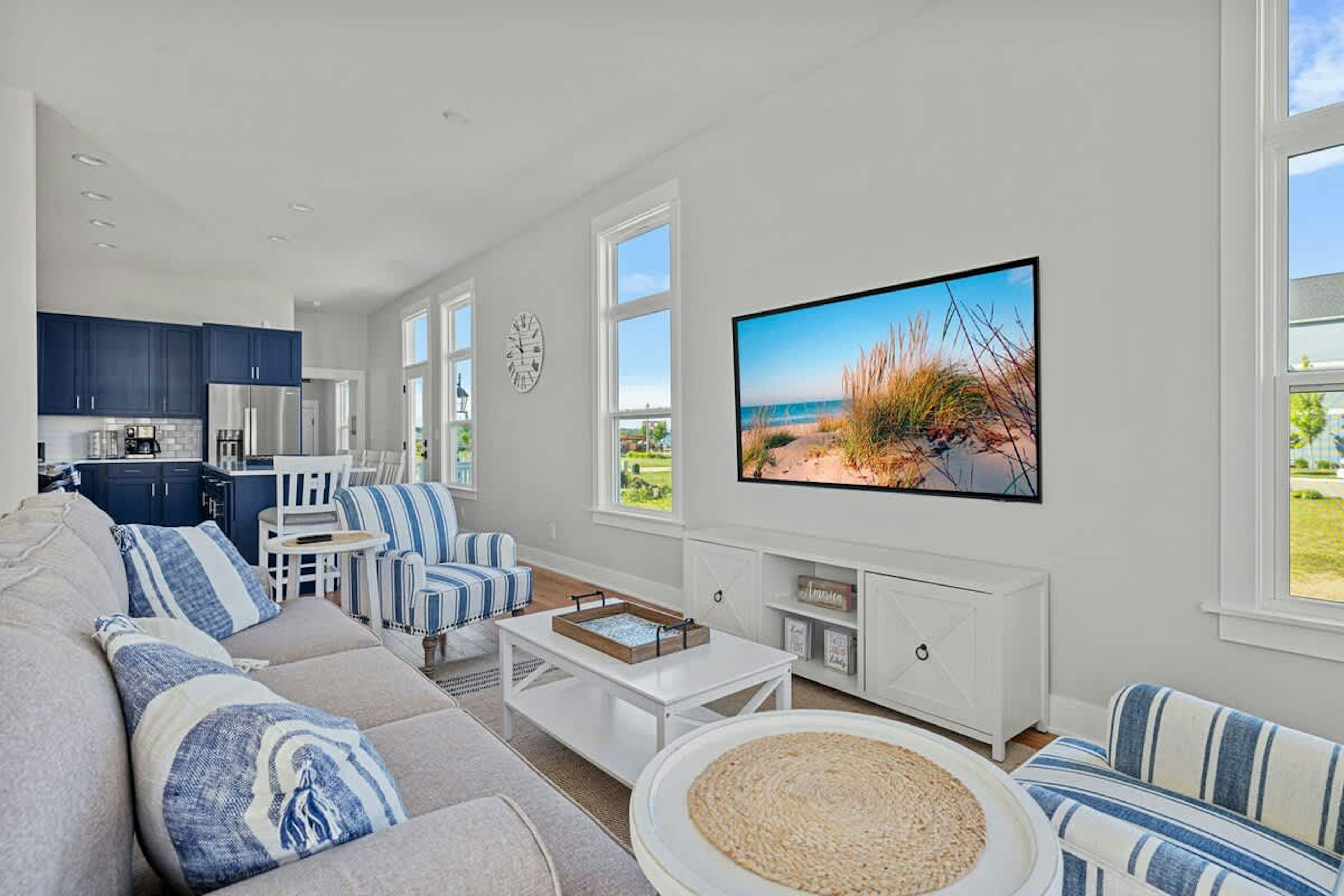 Chillin' starts here. Comfy furniture. Extra-wide flat screen TV. Oh, yeah.