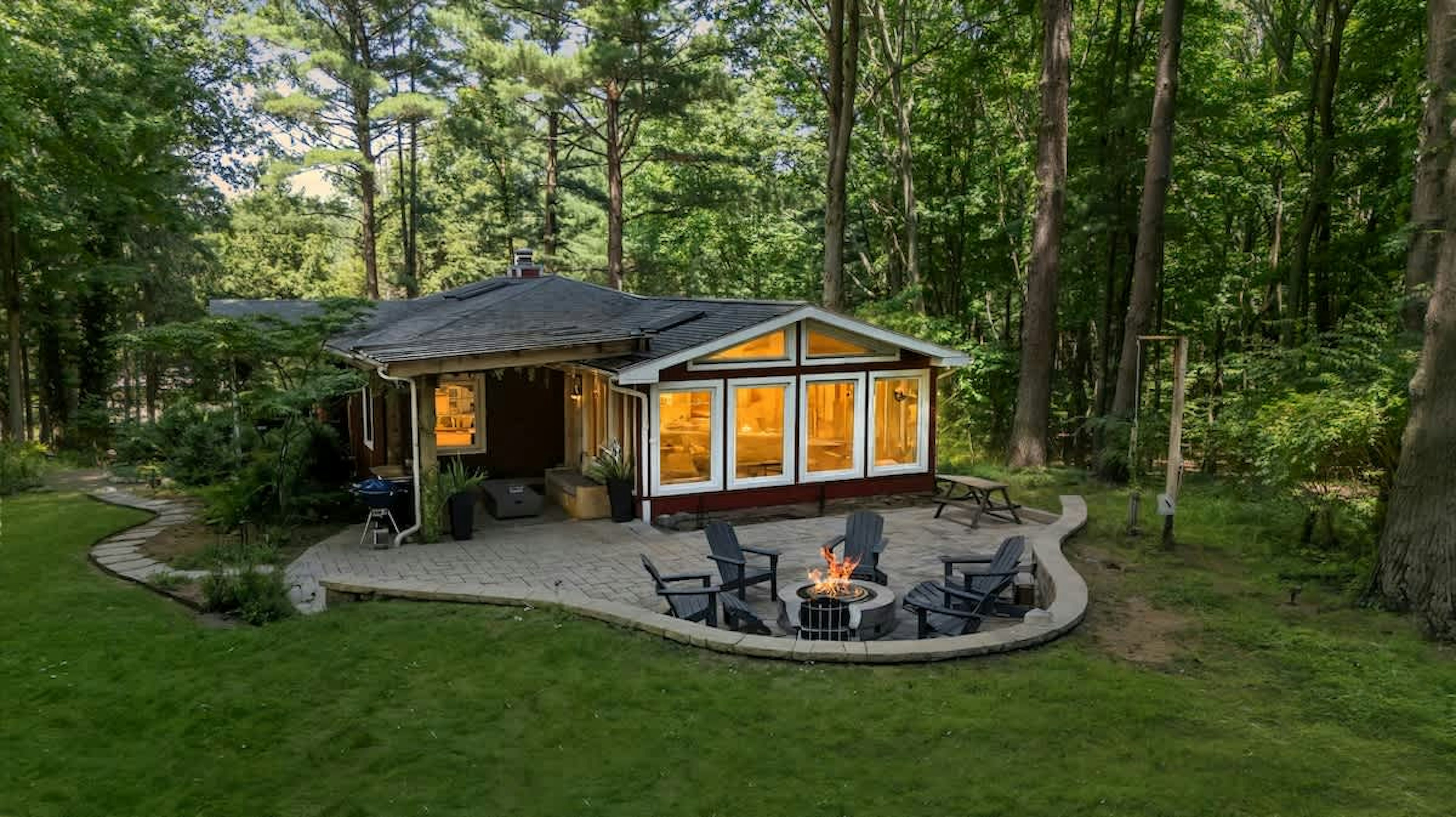 Let the glow of the fire set the tone for your escape.