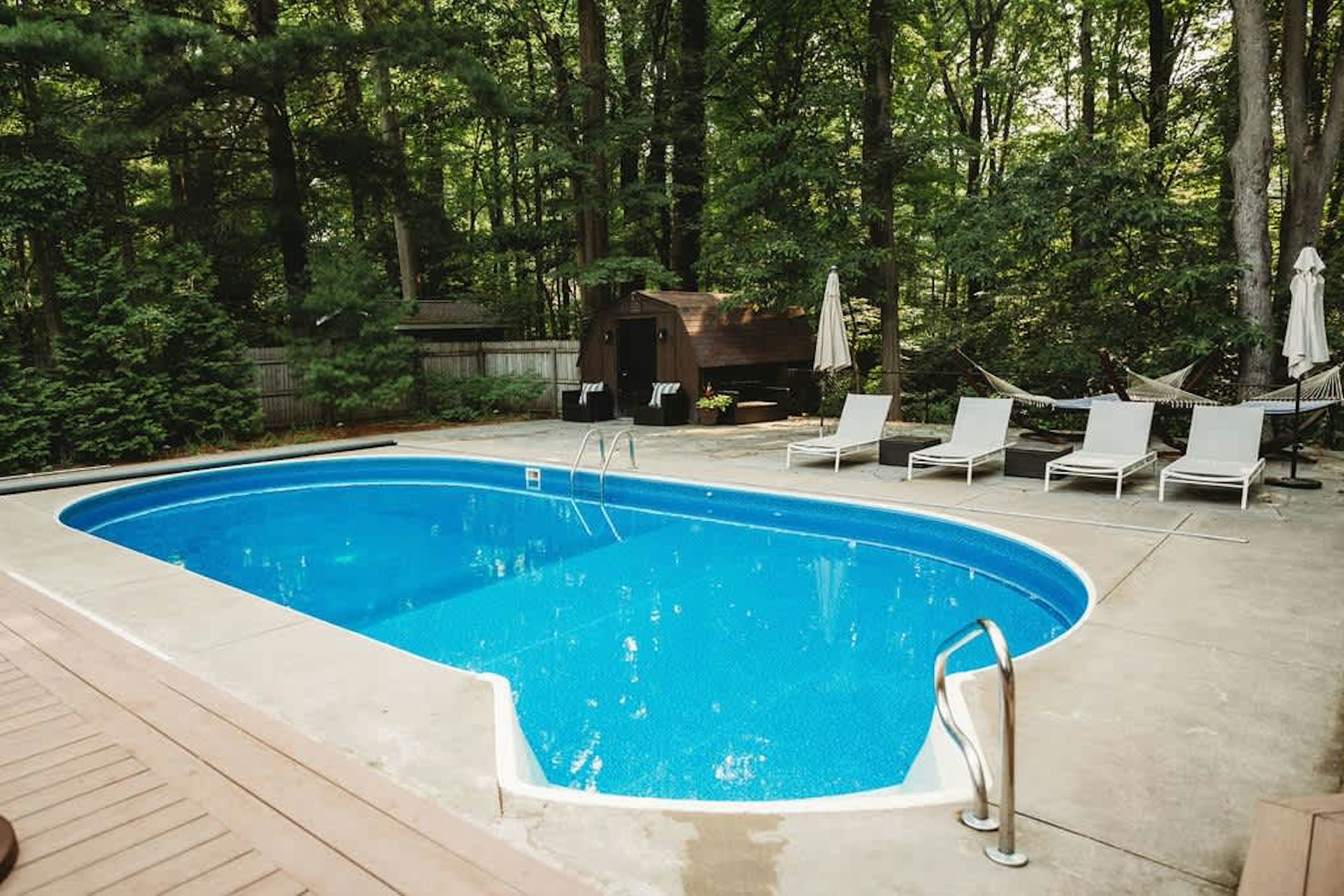 Sun-soaked swims, lazy floats, and lounge time beneath the trees.