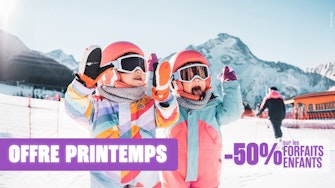 Offre printemps-50% sur les forfaits Enfant 3 à 10 jours aux 2 Alpes