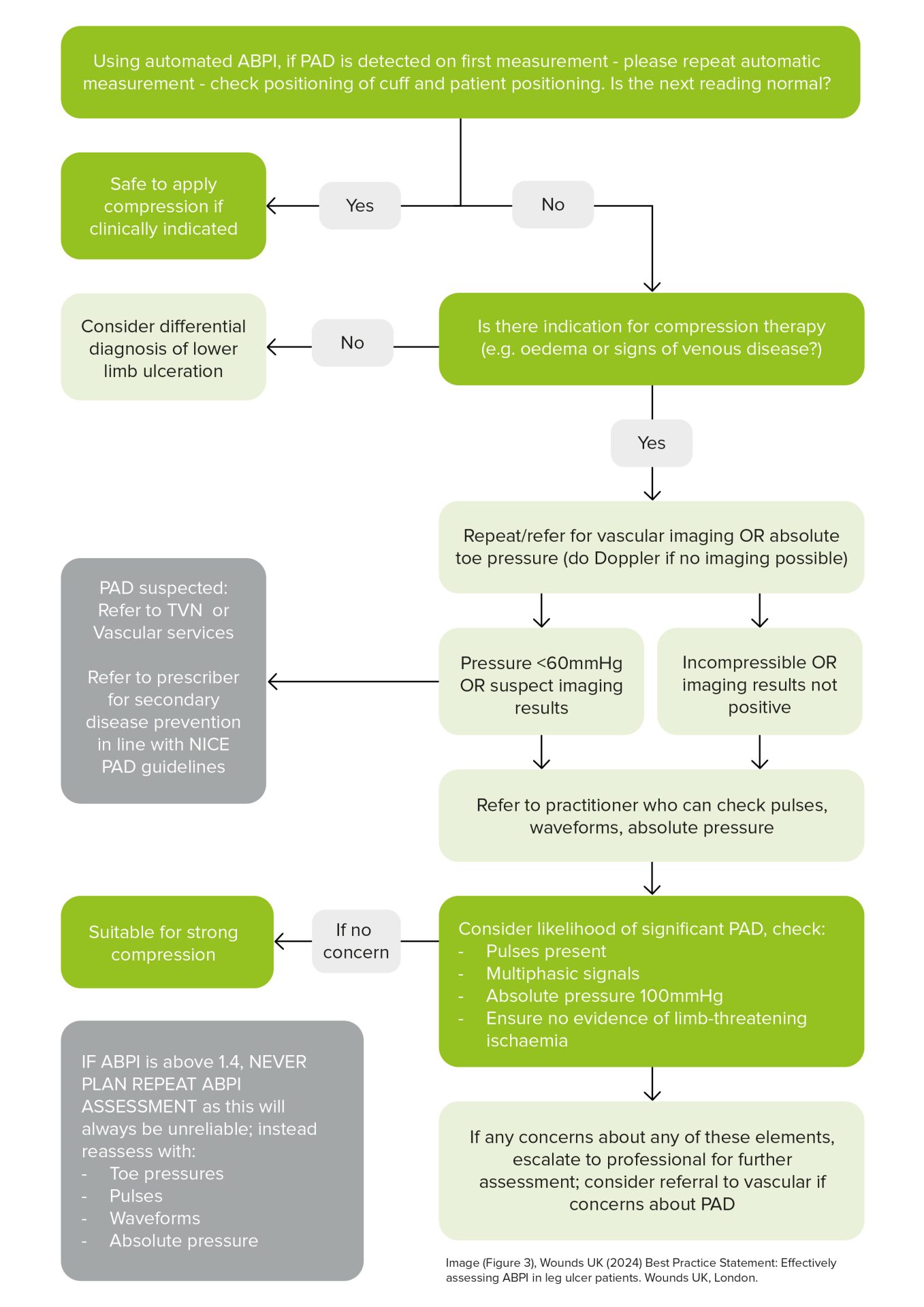 Care pathway for efficient ABPI testing