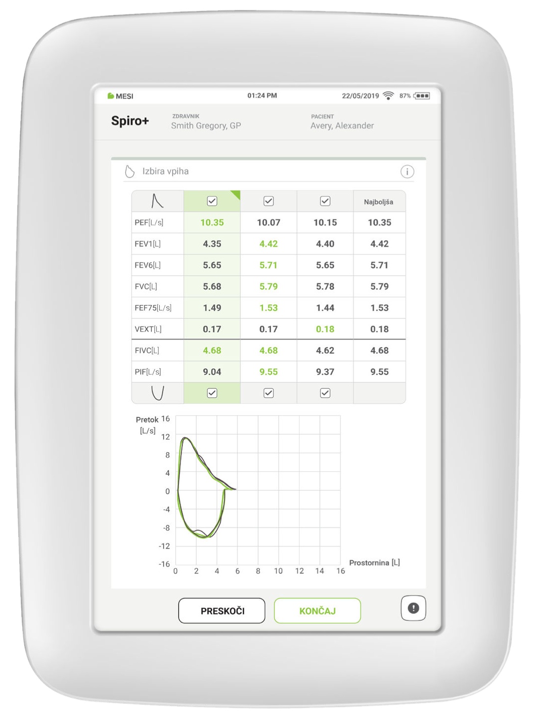 Izbira najboljših rezultatov (izbira BestBreath™)
