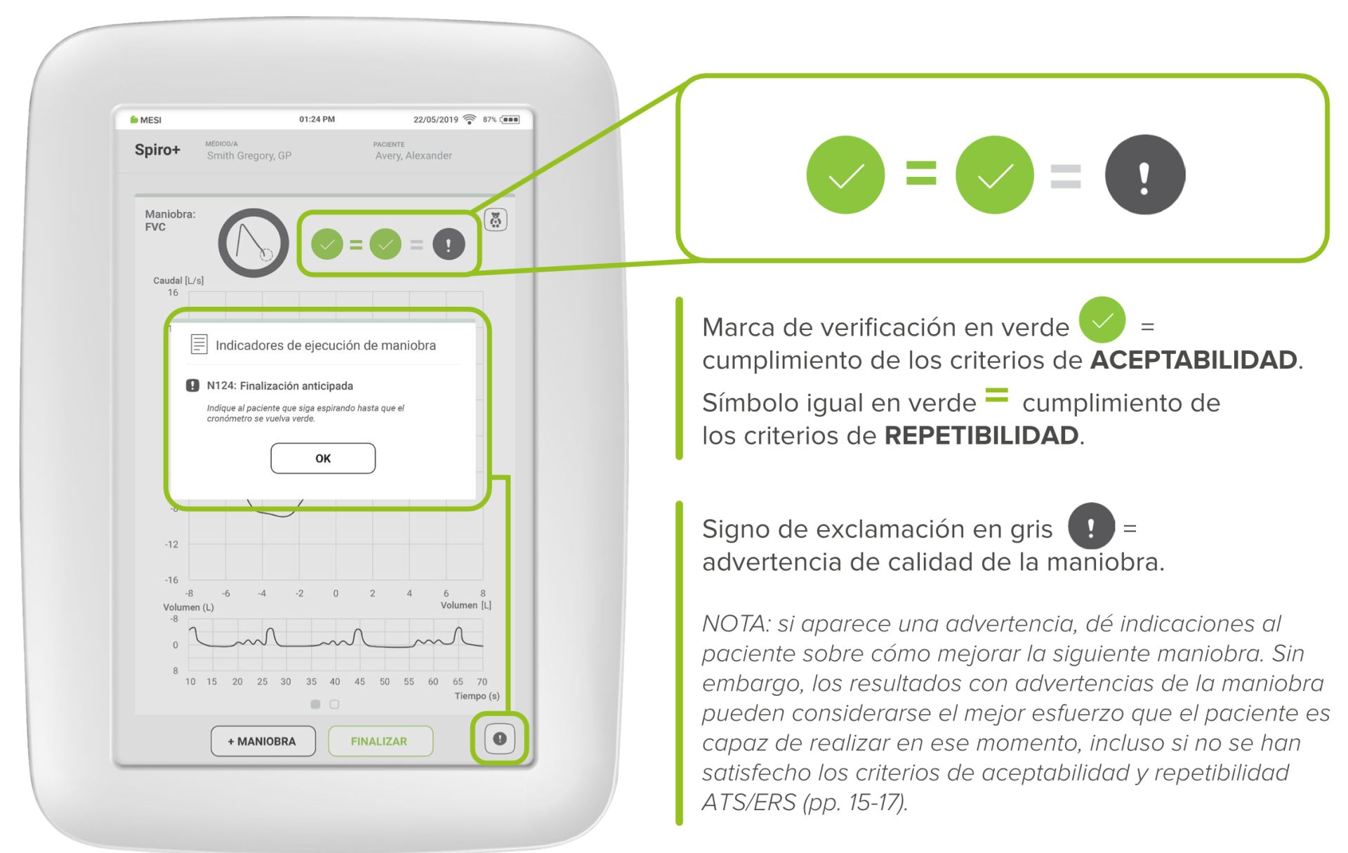 Advertencias de calidad de la maniobra