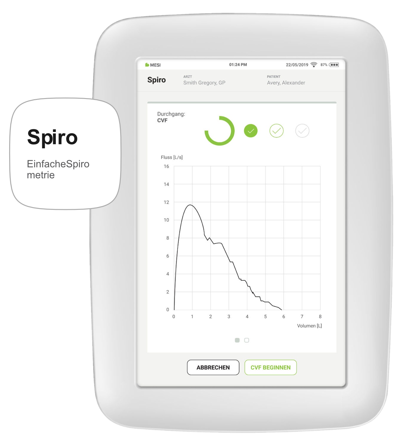 MESI mTABLET SPIRO Einfache Spirometrie