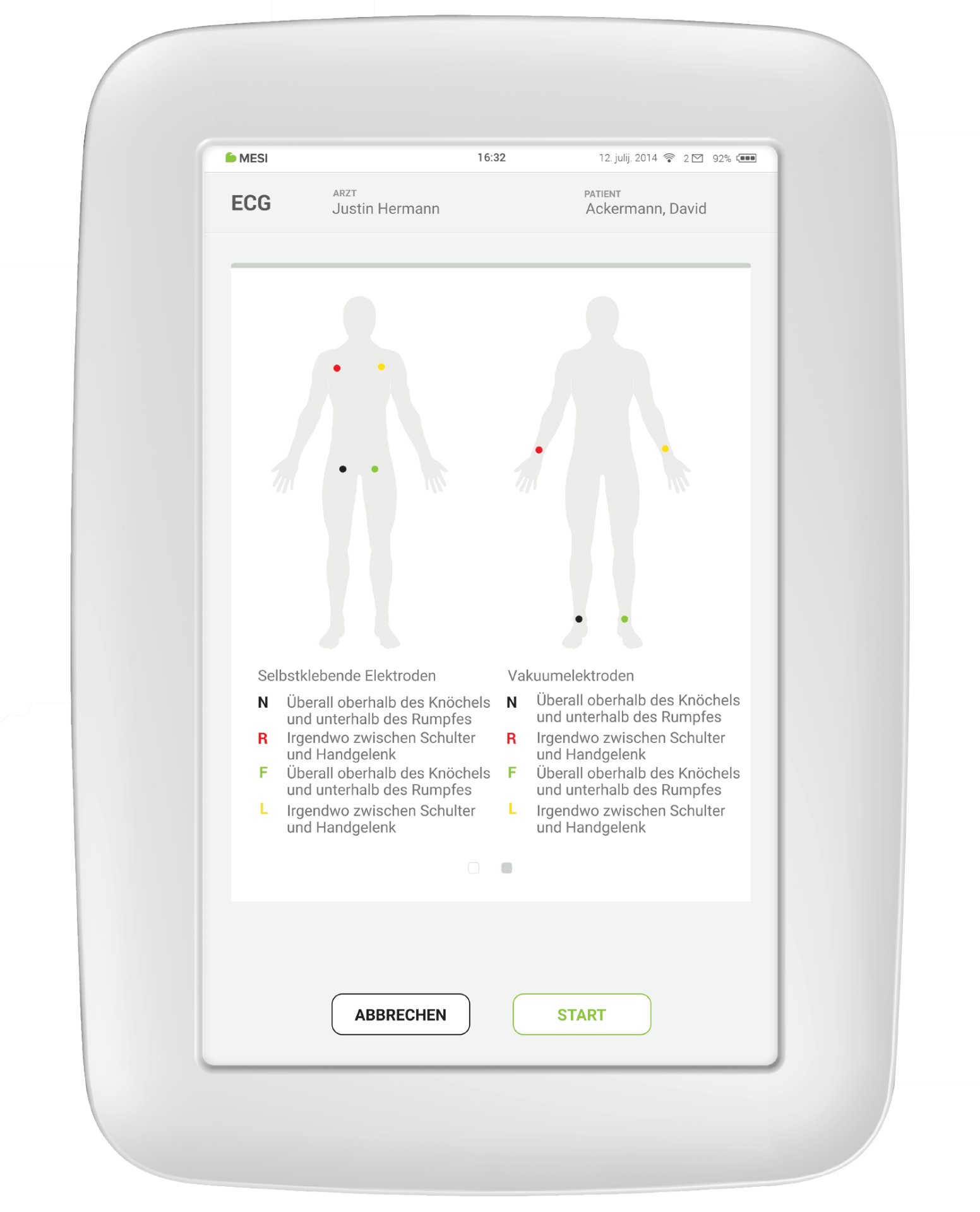 Vorbereitung des Patienten bei Vakuum-Elektroden