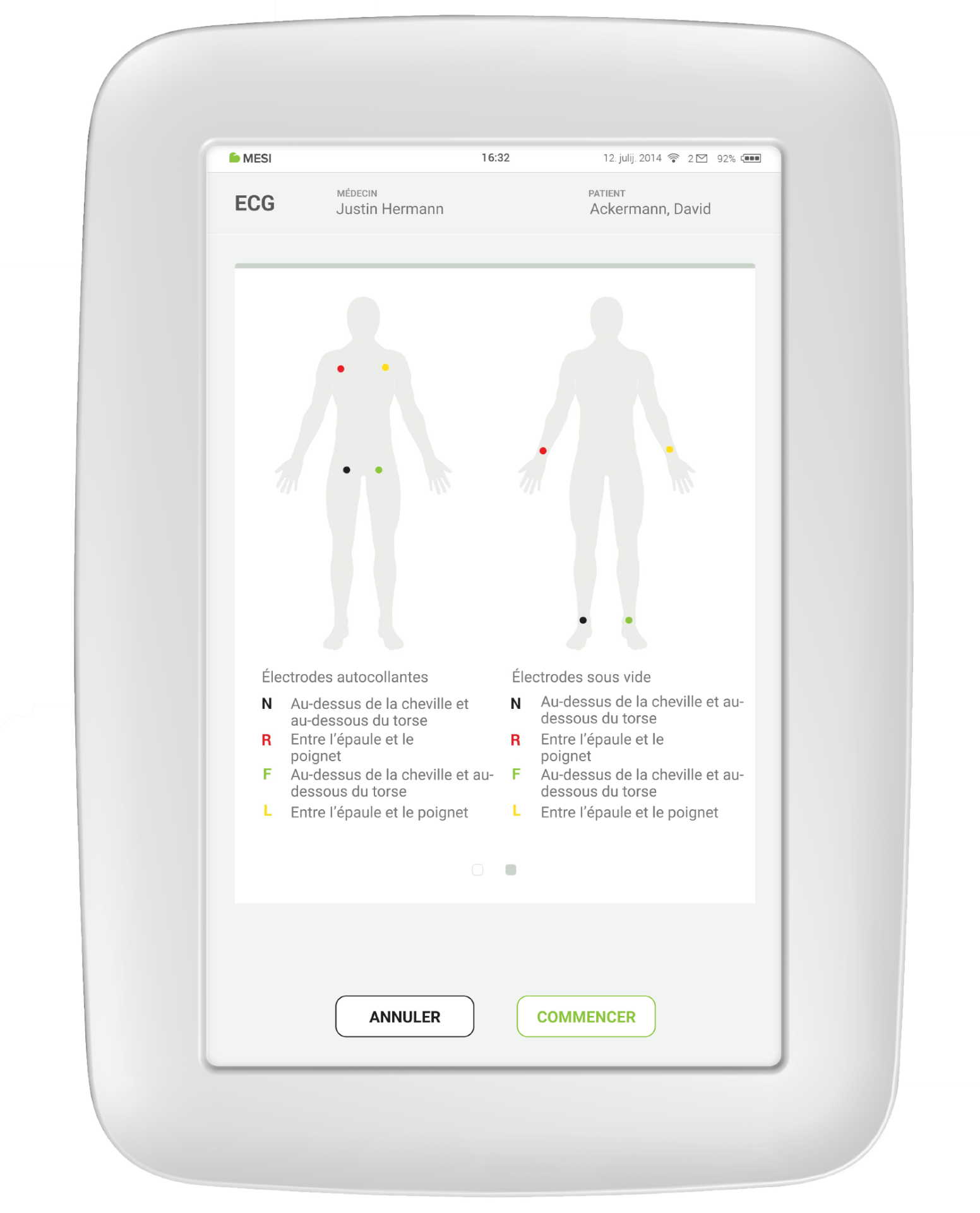 Préparation du patient en cas d’utilisation d’électrodes à aspiration