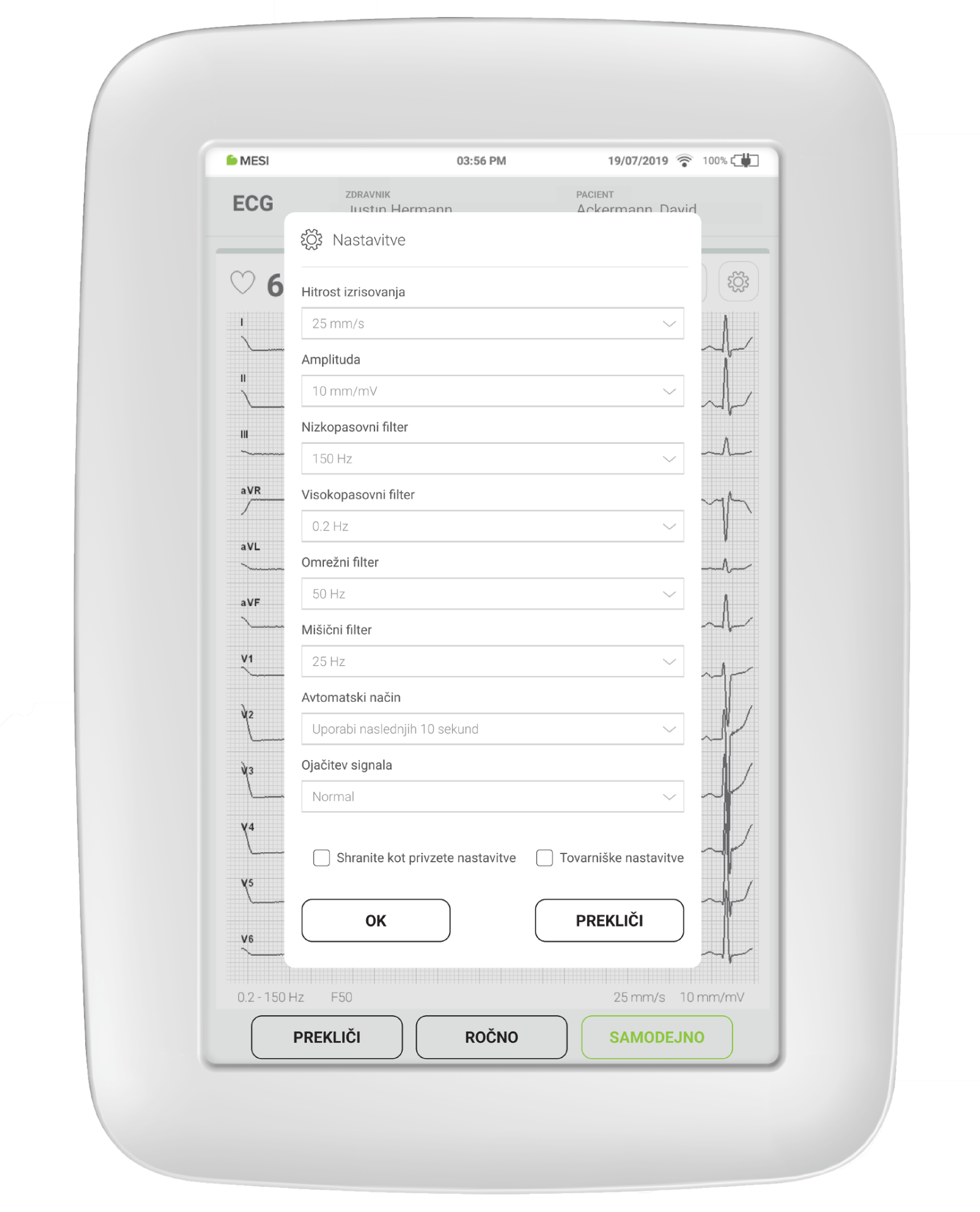 Običajne nastavitve filtrov