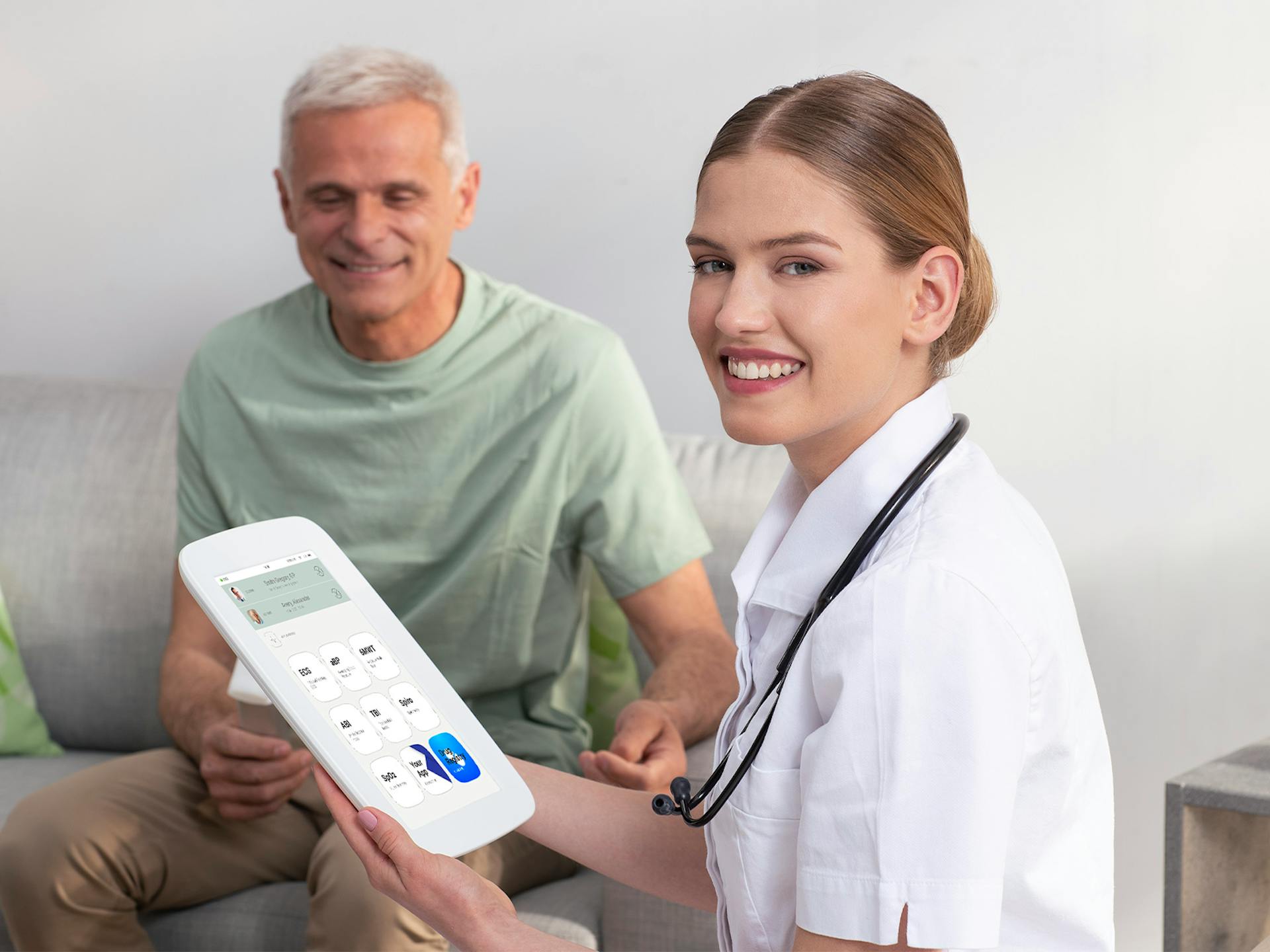 Healthcare professional with MESI mTABLET