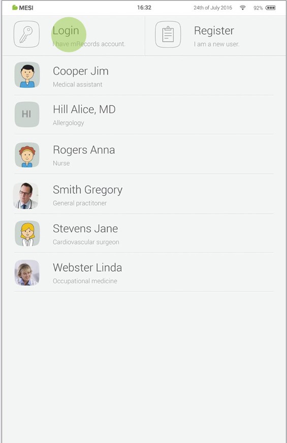 Log in with existing account