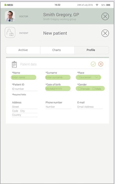 Adding the patient - Step 2
