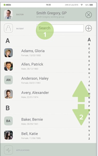 Selecting the patient - Step 2