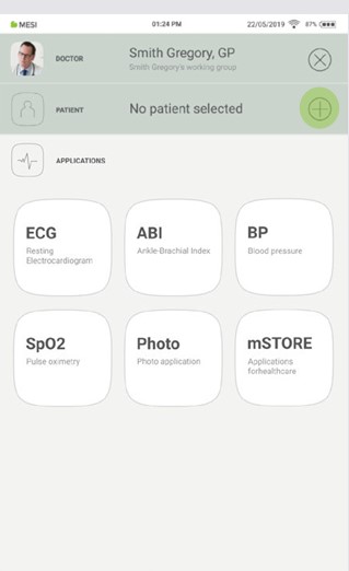 MESI mTABLET ABI - Selecting a patient - Step 1
