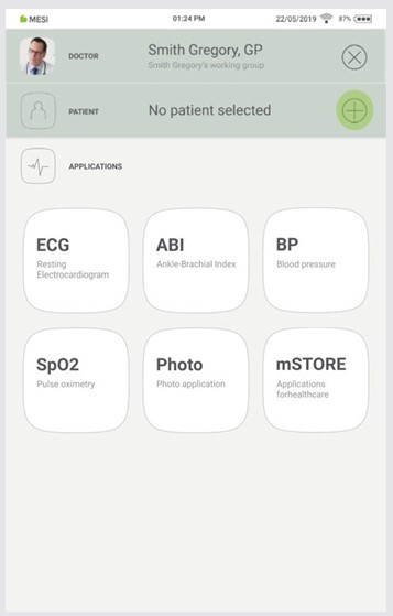 MESI mTABLET ABI - Adding a patient - Step 1