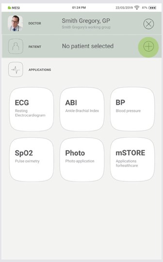 MESI mTABLET ABI - Performing an ABI measurement - Step 1