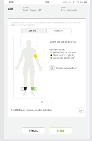 MESI mTABLET ABI - Performing an ABI measurement - Step 4