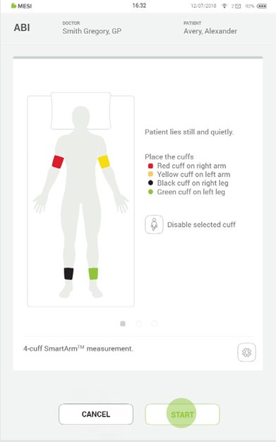MESI mTABLET ABI - Performing an ABI measurement - Step 5