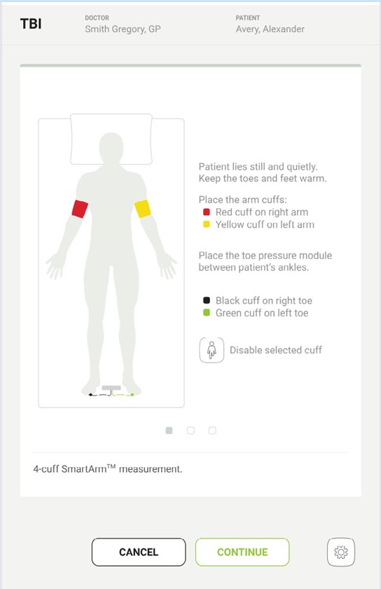 MESI mTABLET TBI - Performing TBI measurement - Step 4