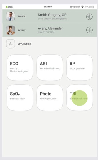 MESI mTABLET TBI - PERFORMING THE TBI MEASUREMENT - Step 2