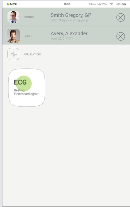 MESI mTABLET ECG - PERFORMING ECG RECORDING - Step 2