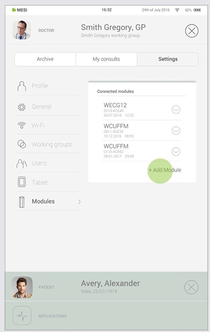 MESI mTABLET ECG - Pairing
