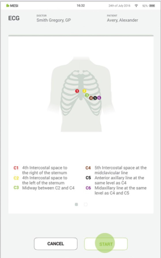 MESI mTABLET ECG - Recording the ecg - Step 6