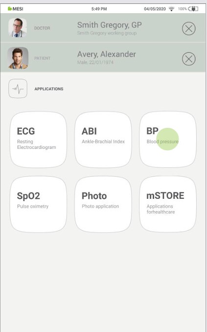 MESI mTABLET BP - Performing Bp measurement - Step 2