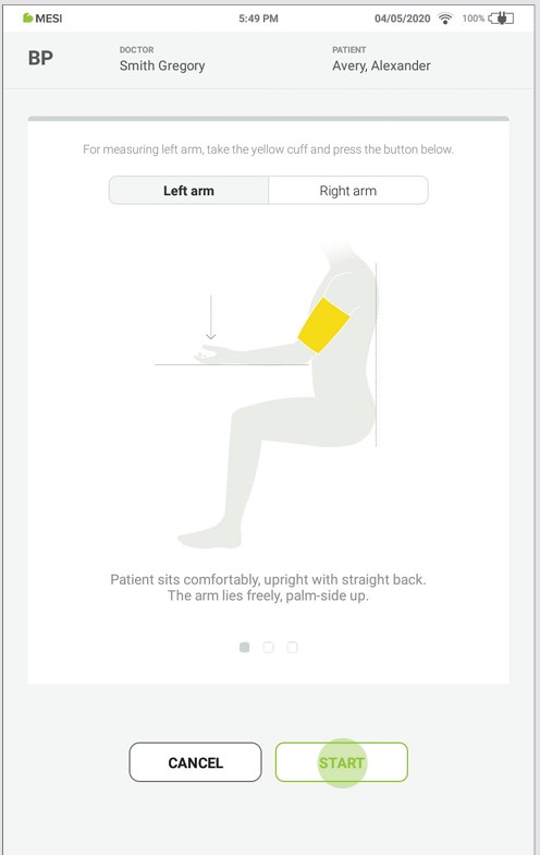 MESI mTABLET BP - Performing Bp measurement - Step 3