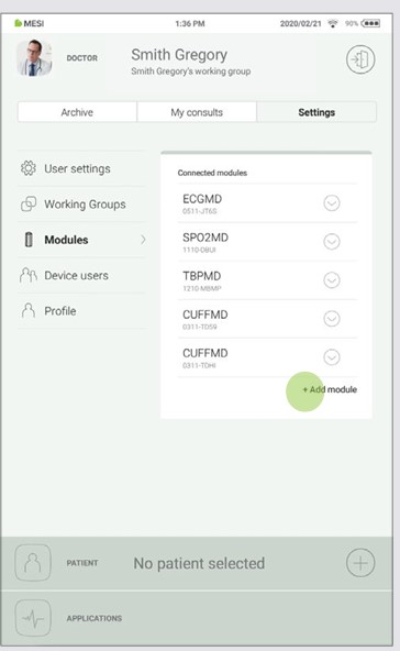 MESI mTABLET BP - Pairing - Step 1