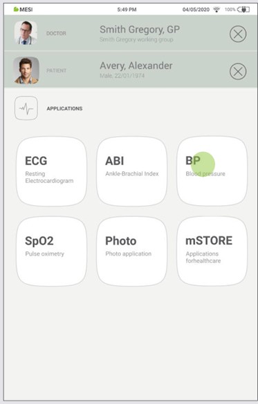 MESI mTABLET BP - PERFORMING THE BP MEASUREMENT - Step 2