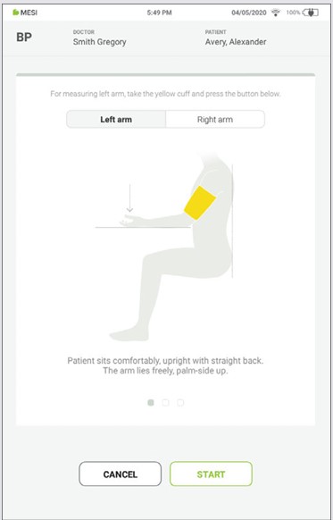 MESI mTABLET BP - PERFORMING THE BP MEASUREMENT - Step 3