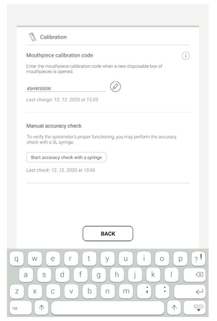 MESI mTABLET SPIRO - Calibration and calibration check