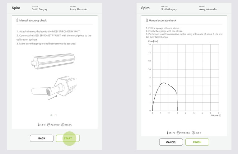 MESI mTABLET SPIRO - Performing accuracy check - Step 4