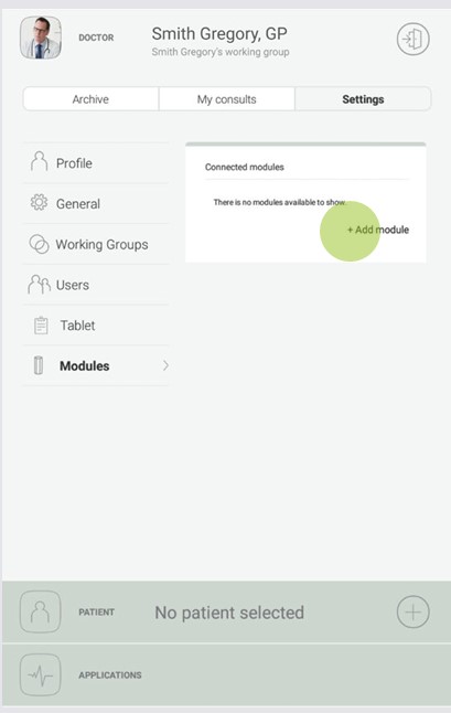 MESI mTABLET SPIRO - Pairing - Step 1