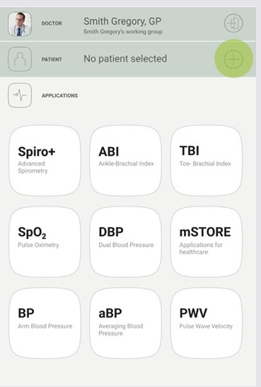 MESI mTABLET SPIRO - Selecting a patient - Step 1