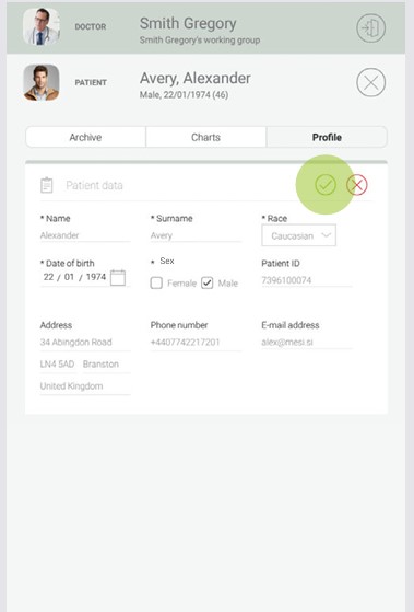 MESI mTABLET SPIRO - Adding a patient - Step 3