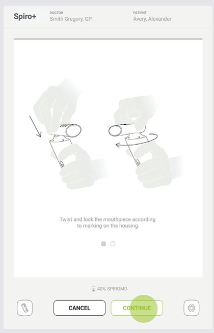 MESI mTABLET SPIRO - Preparation for spirometry measurement - Step 3