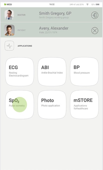 MESI mTABLET SpO2 - PERFORMING SpO₂ MEASUREMENT - Step 2