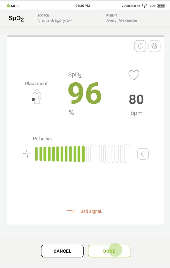 MESI mTABLET SpO2 - PERFORMING SpO₂ MEASUREMENT - Step 4