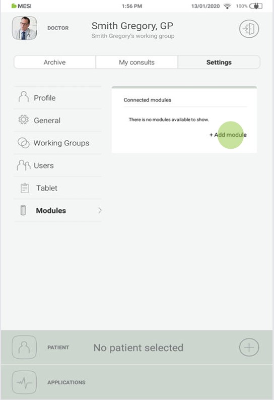 MESI mTABLET SpO2 - Pairing - Step 1