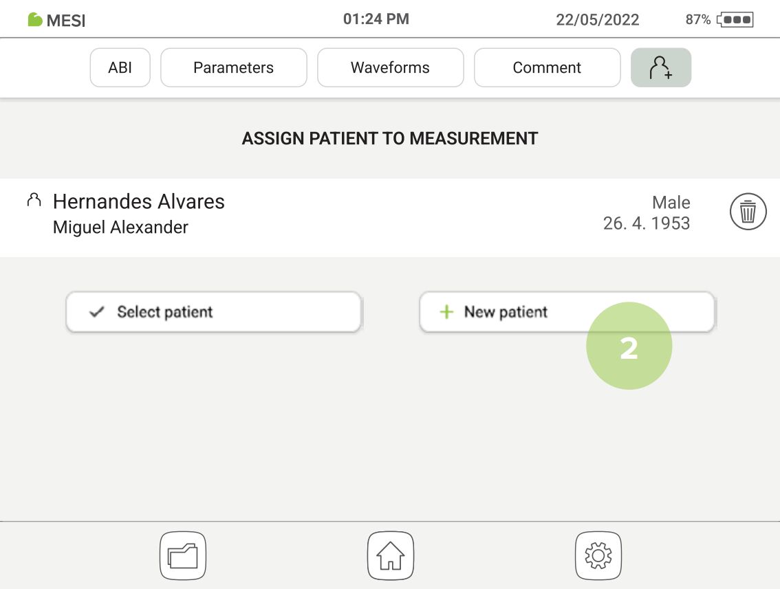 MESI ABPI MD adding a patient