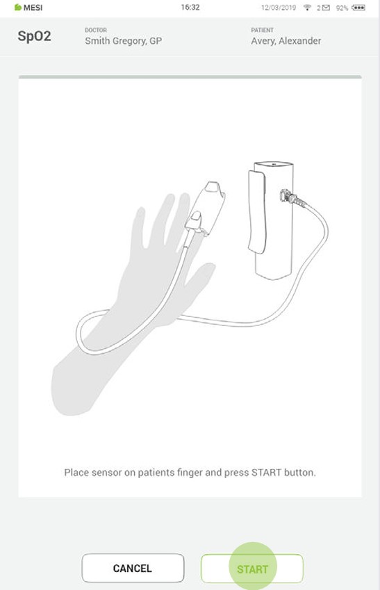 MESI mTABLET SpO2 - STEP-BYSTEP SpO₂ MEASUREMENT - Step 3