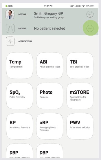 MESI mTABLET Thermo - Patient selection - Step 1
