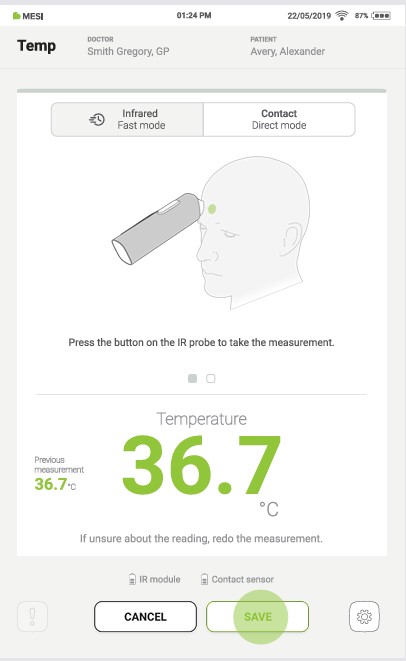 MESI mTABLET Thermo - Infrared measurement - Step 8