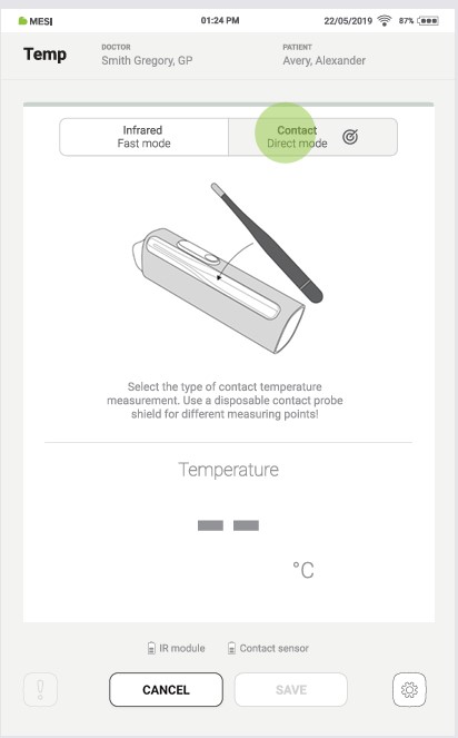 MESI mTABLET Thermo - Contact measurement - Step 1,2