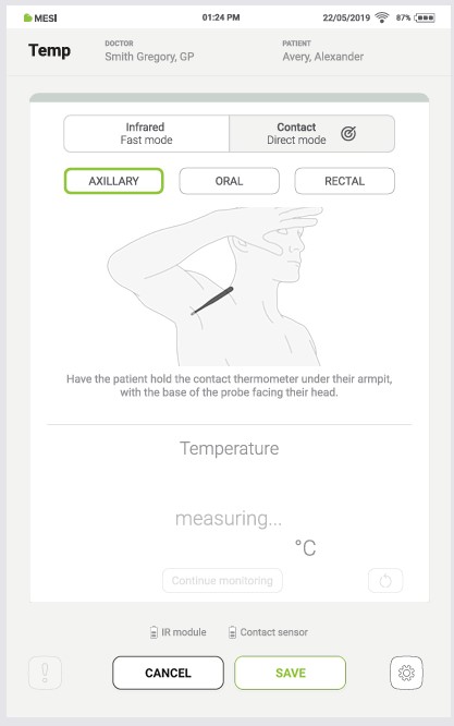 MESI mTABLET Thermo - Axillary type measurement  - Step 2,3