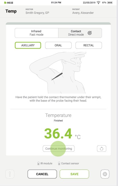 MESI mTABLET Thermo - Axillary type measurement  - Step 5,6,7