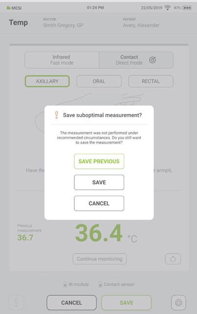 MESI mTABLET Thermo - Axillary type measurement  - Step 8
