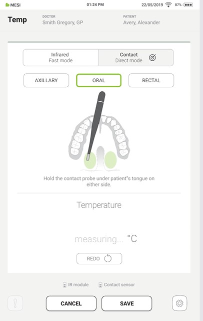 MESI mTABLET Thermo - Oral type measurement - Step 3