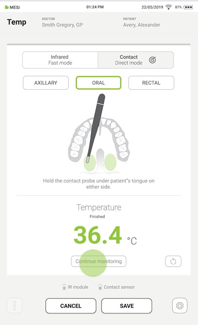 MESI mTABLET Thermo - Oral type measurement - Step 6