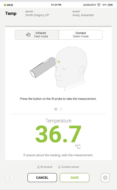 MESI mTABLET Thermo - Switching between different measurement methods and types  - Step 1